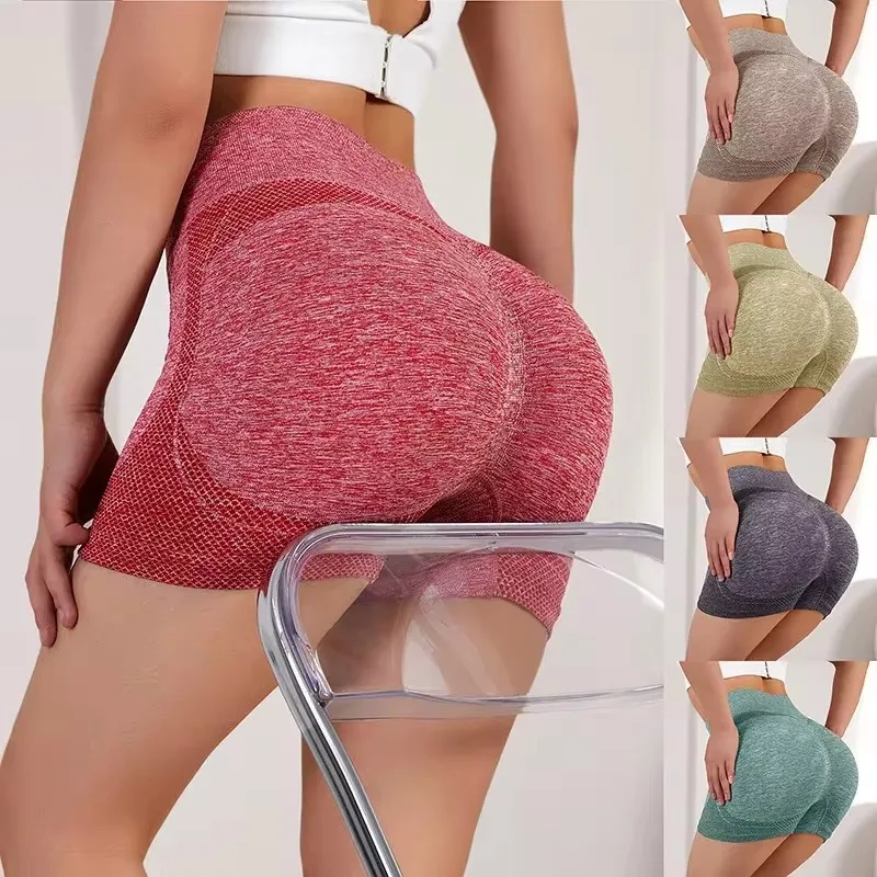 Yoga Shorts Fashion Hot Honey Buttocks Buttocks Sports High Waist Abdomen Stretch Tight-fitting Anti-glare Quick-drying Fitness
