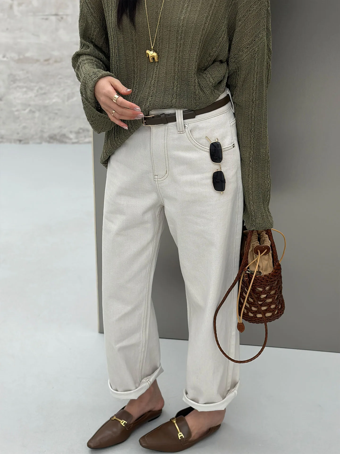 

Bodhl Early Spring 2026 High Waist Slim Straight Jeans Women's Faion Retro Sle Pure Color Versatile Cotton Blend Casual