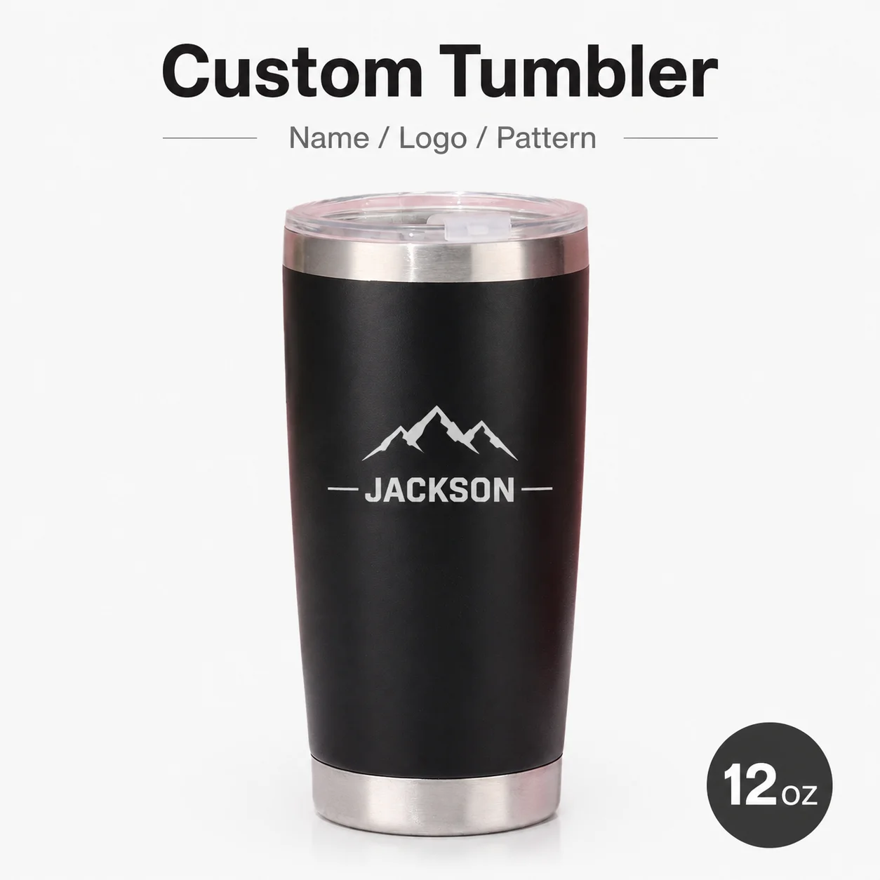 Personalized 20oz Stainless Steel Tumbler Custom Name Logo Pattern Double Wall Insulated Leakproof Car Travel Coffee Outdoor Gif