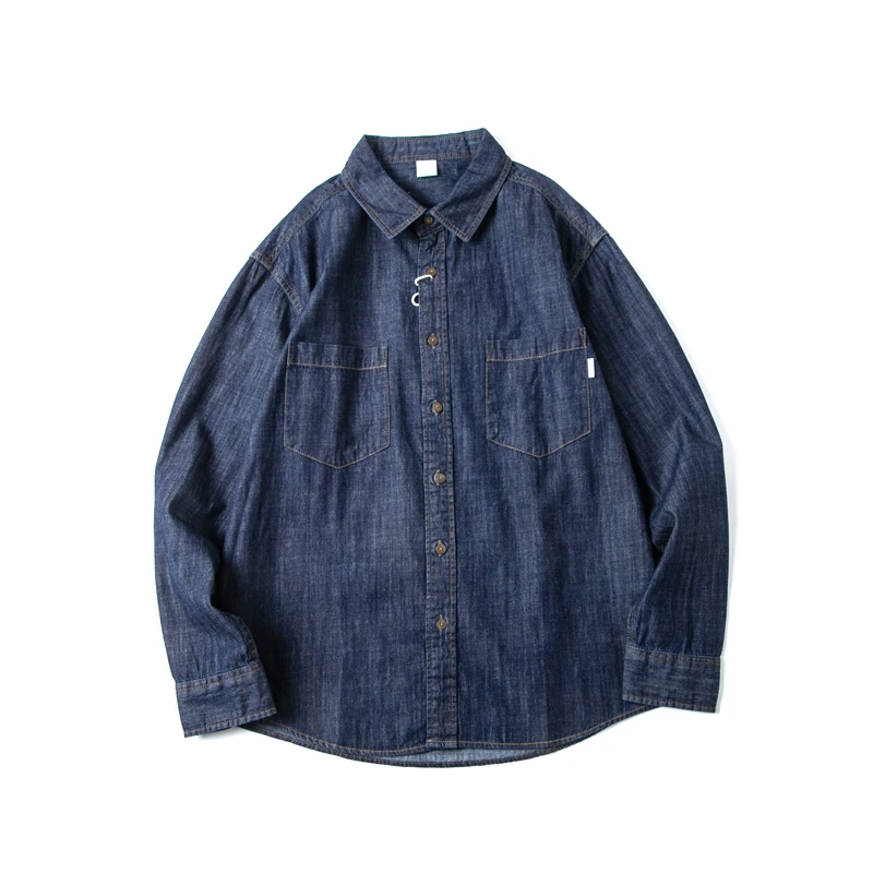 قميص دينيم كلاسيكي كلاسيكي ثقيل الوزن مغسول 100% قطن للرجال والنساء على الطراز الكوري سترة خفيفة فضفاضة