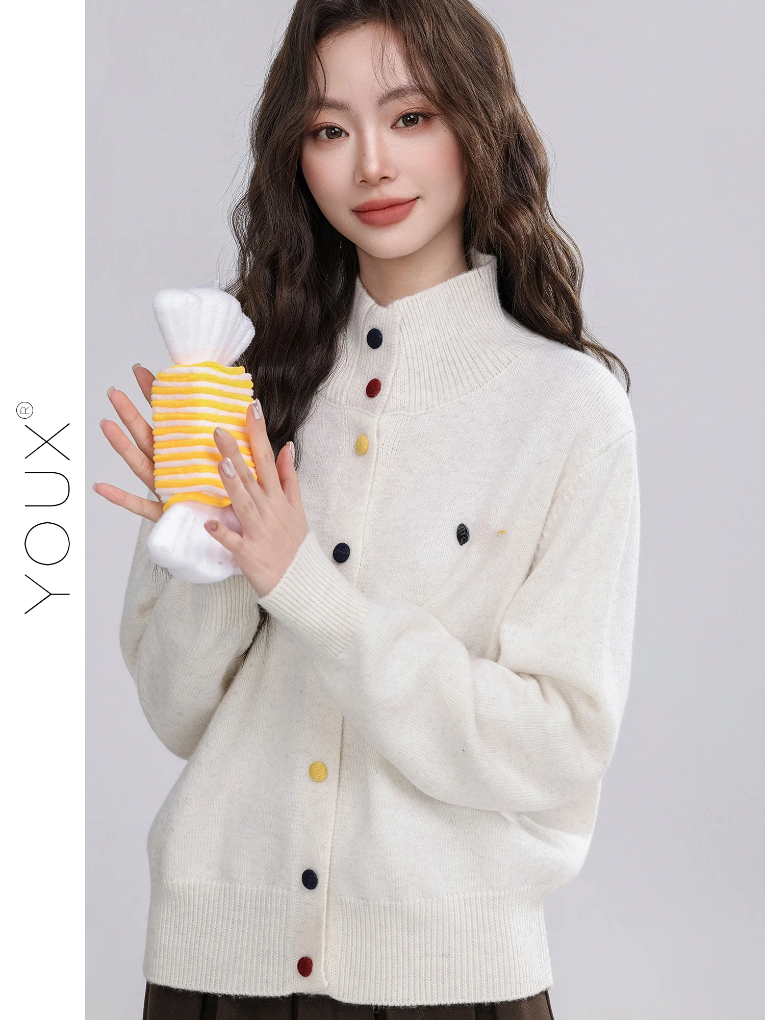 

Мягкий свитер-пальто с вышивкой, женский повседневный зимний топ с высоким воротником, новый модный удобный лонгслив с длинными рукавами