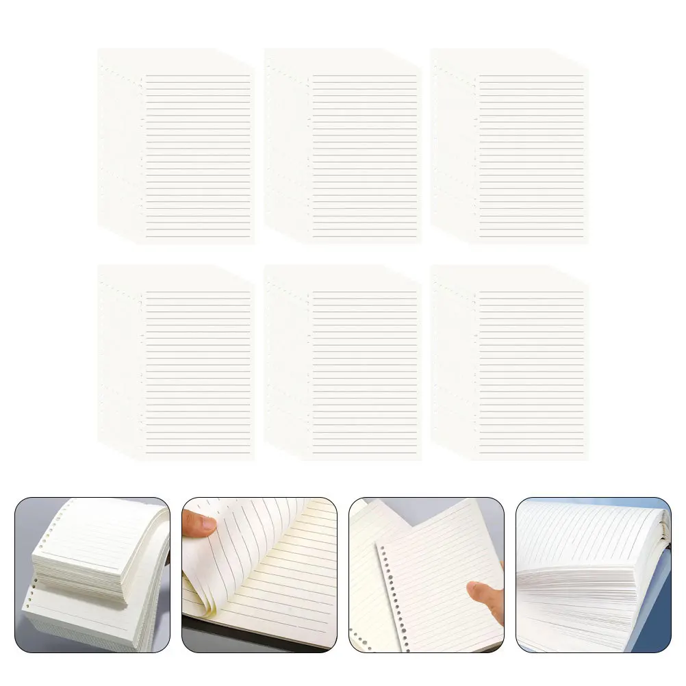 

6 Pieces Loose Leaf Notebook Paper Refill Replacement Inserts Binder Papers for Planner Memo Pads Memo Pads Refills