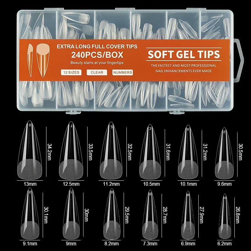 Soft Gel False Nail Tips For Manicure Coffin Almond Artificial Nails_voghion.com