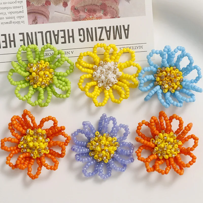 

Acrylic Beaded Color Block Petal Flower DIY Craft for Clogs Elegant Autumn Women Handmade Accessory for Beaded Shoe Buckle