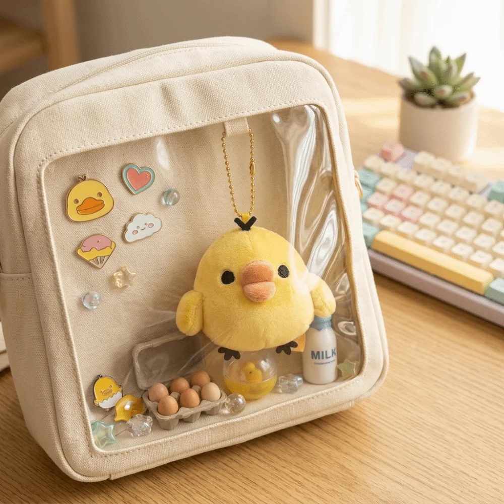 Portable Soft Animal Chicken Plushie 7CM Yellow Cartoon Plushie Keychain Backpack Pendant