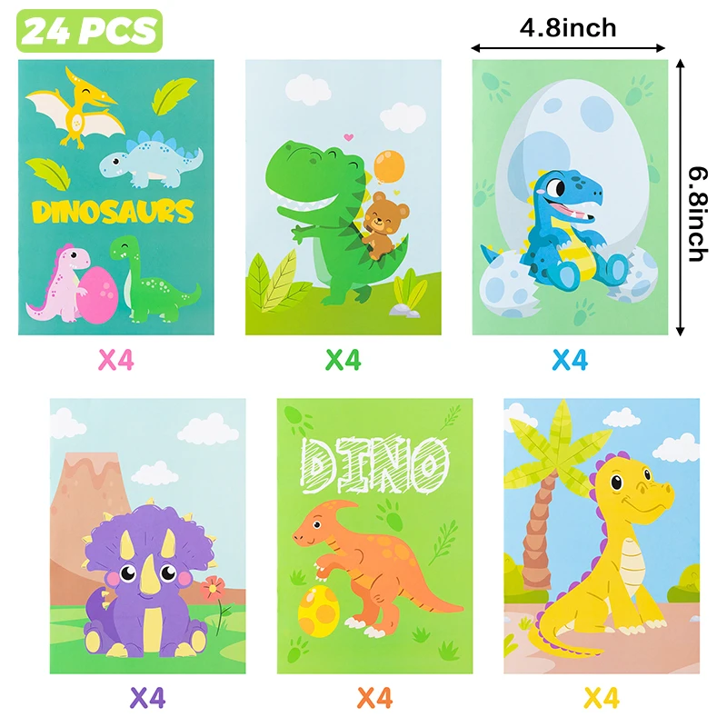 24pcs Dinosaur Coloring Books for Kids Color Drawing DIY Story Art Doodle Booklet Painting Books Coloring Book Creative Activity