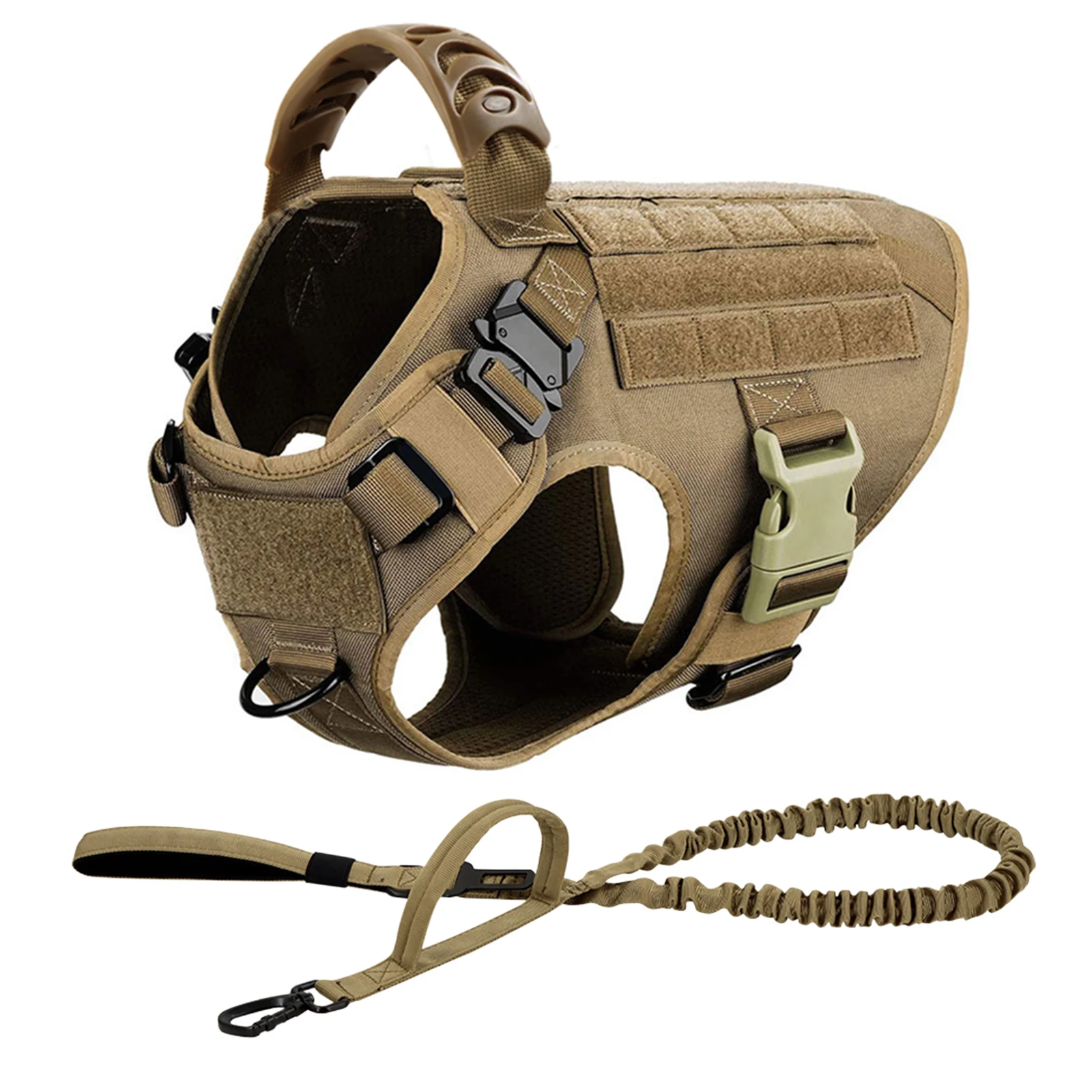 Tactical Large Dog Harness Vest and Leash Set for German Shepherd Malinois