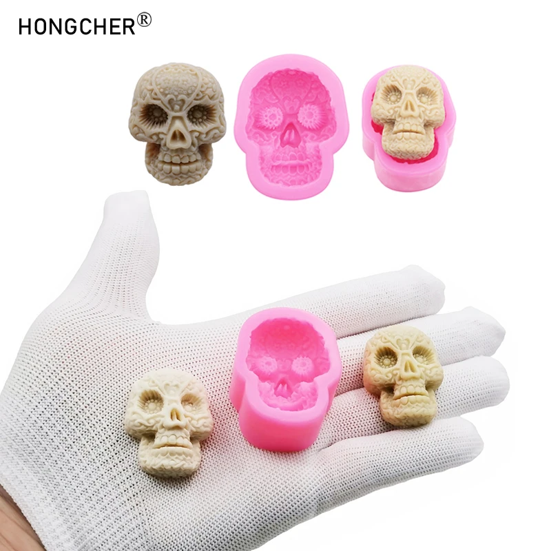 Halloween Schädel Silikonform handgemachte Schokolade Flip Kuchen Dessert Dekoration Form DIY Harz Schmuck Zubehör Tropfformen