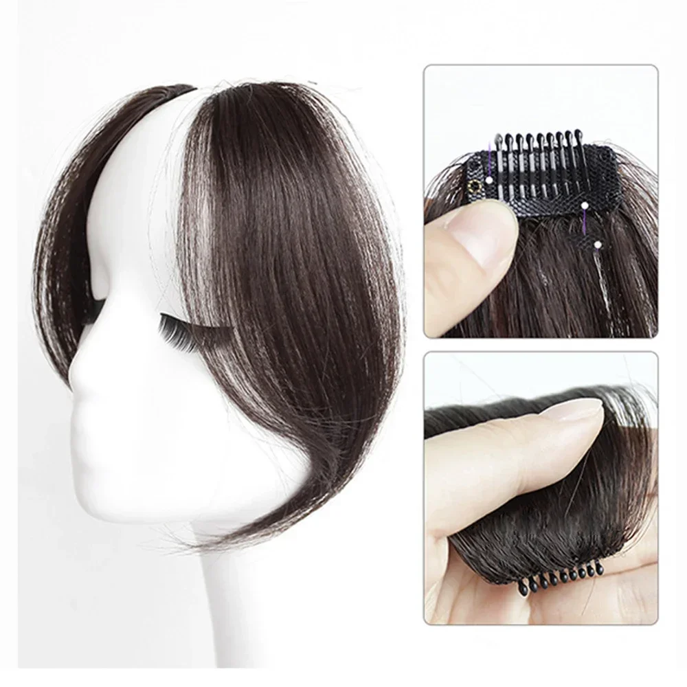 2024 Trendy Synthetic  Wig 2Pcs Seamless Natural Invisible Air Side Bangs Show Small Face Hair Extension Wig Piece image 3