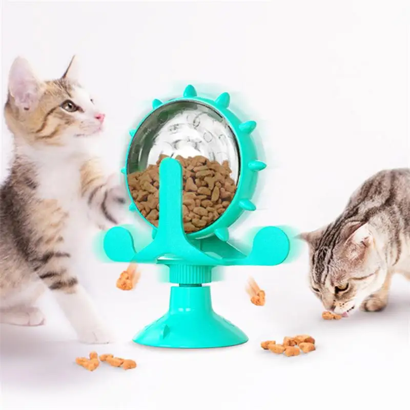 Automatic Pet Cat Slow Feeder Windmill Dog Toy Food Container Leakage Food Ball For Teasing The Cat Pet Rotating Wheel Toy 2023