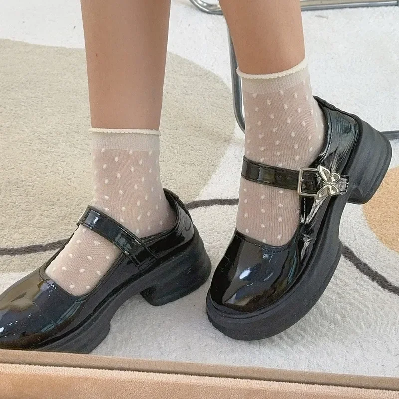 3 paires d'été dentelle nœud maille mince Tube bas chaussettes pour femmes Lolita mignon esthétique noir blanc JK bas courts nouvelle mode chaussettes