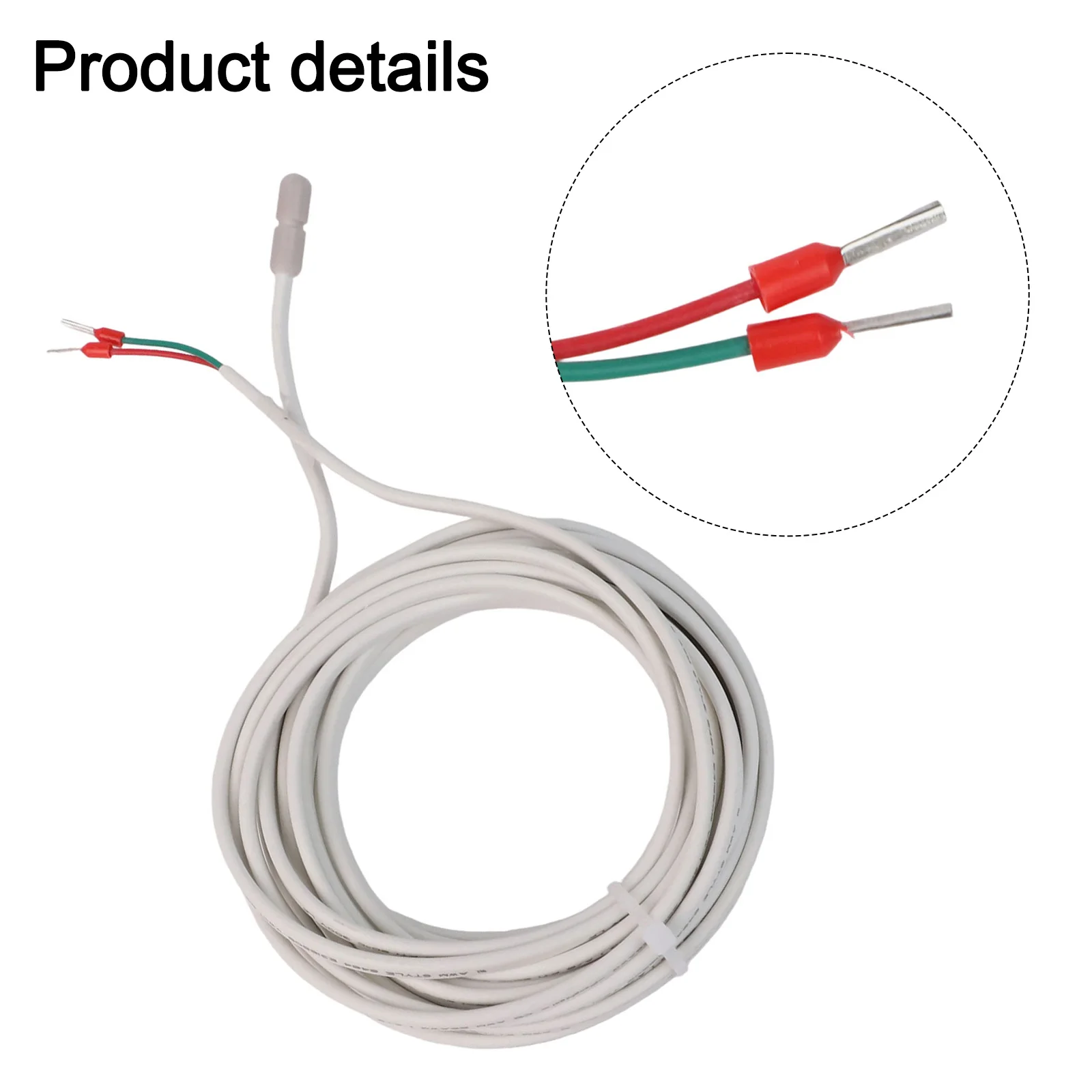 Floor Heating Temperature Sensor Outdoor Heating Indoor Heating 5m White High Accuracy Temperature Sensor Sturdy Cable Design