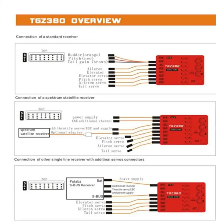 TGZ380N TGZ380 3Axis Gyro Aileron-free System Gyroscope with Servo