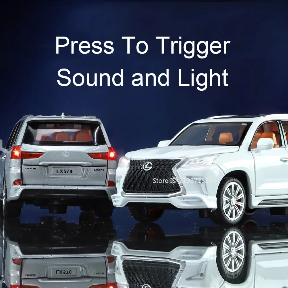 1:32 LX570 LM300H Miniature Model Toy Cars Alloy Diecast Sound Light Doors Opened Pull Back Vehicle Models for Children Gifts