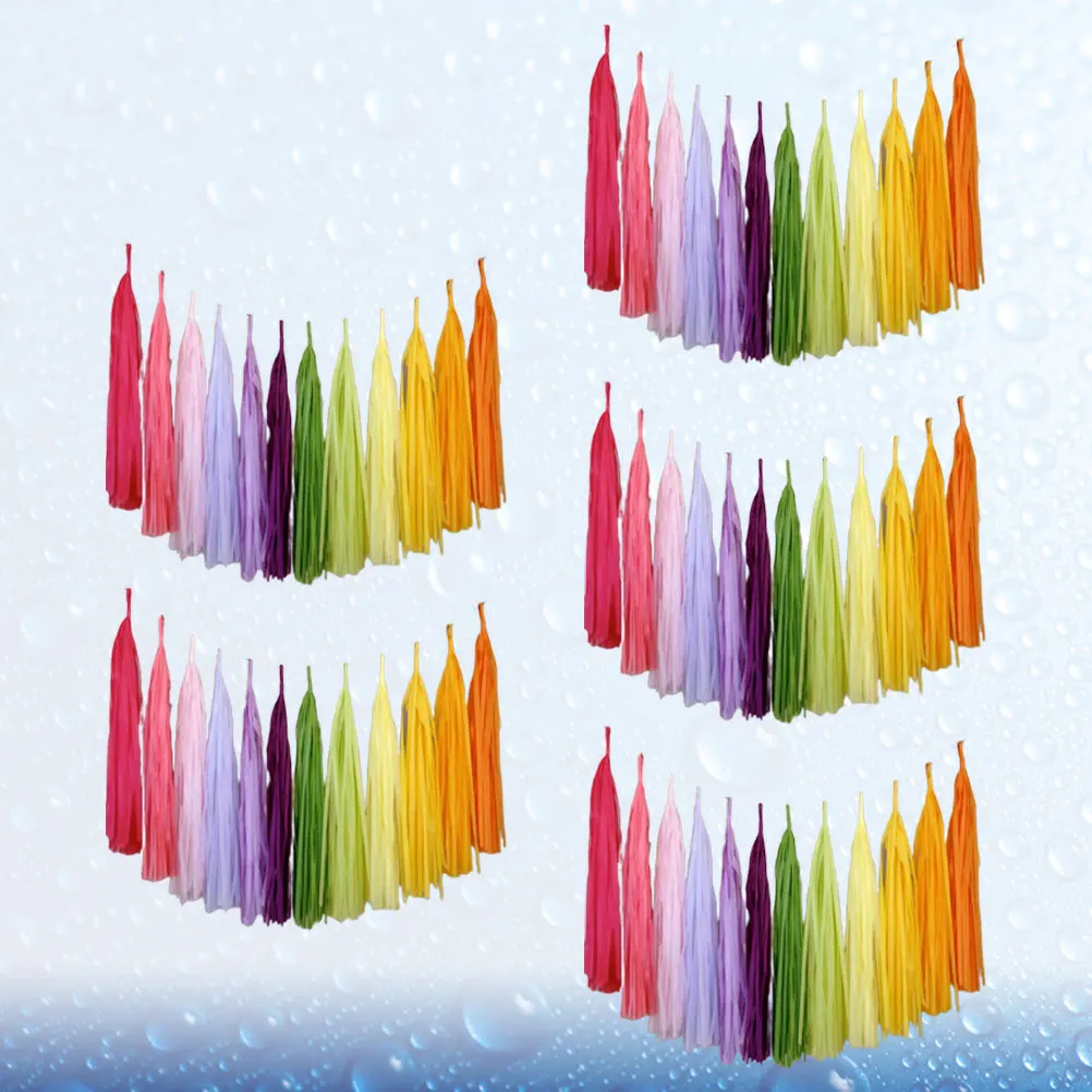 60 pezzi 12 colori ghirlanda di nappe di carta corda intrecciata naturale pastello dip-dye nappe decorazione per compleanno matrimonio doccia festa