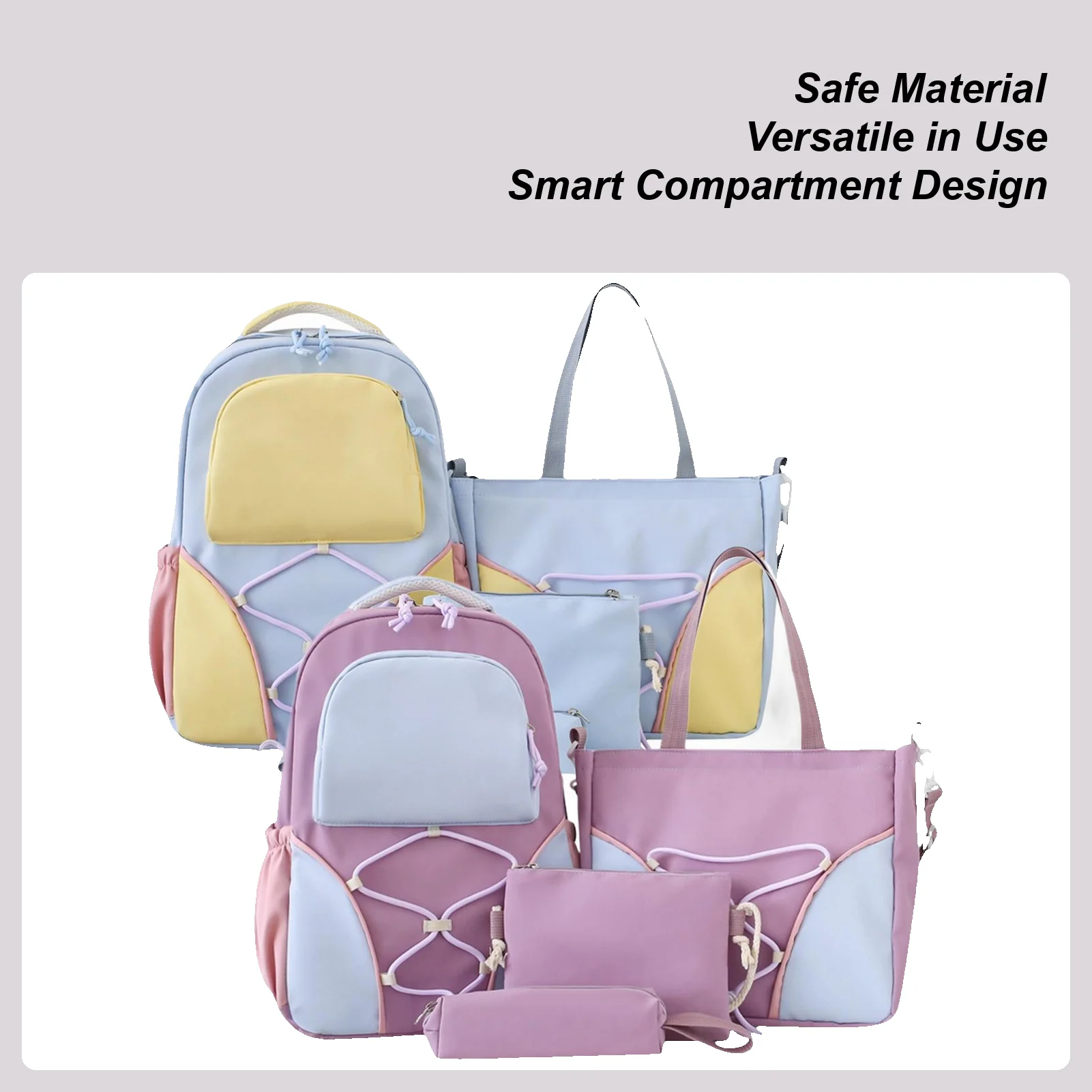 Backpack for School 4 Pieces Bag for Books Large Capacity Backpack with Pencil Case Travel Bookbag for Short Trips Teenagers