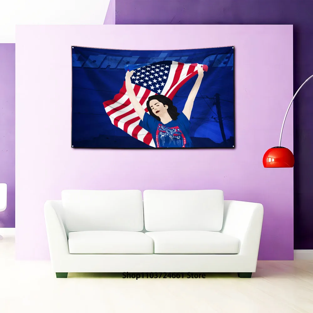 90x150cm American singer Lana Del Rey Flag arazzo, decorazione della parete, stanza estetica, arazzo Art déco dormitorio Banner