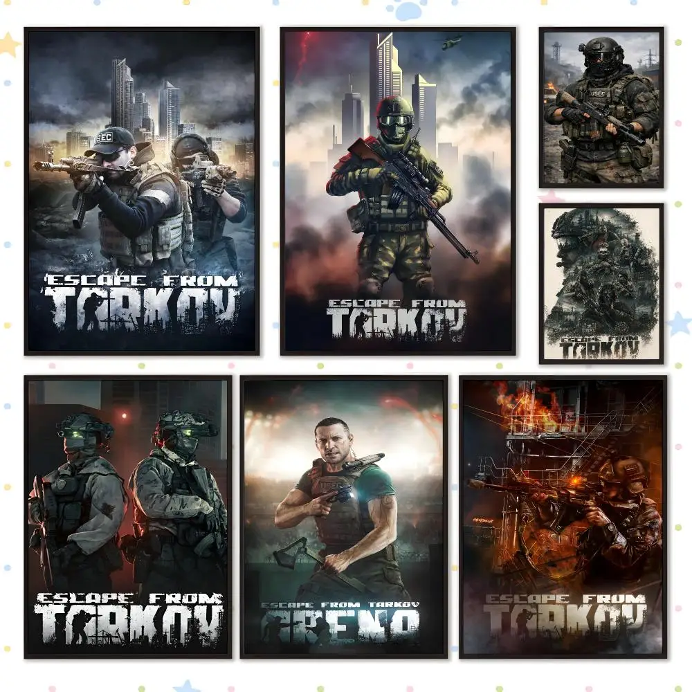 Game Popular Art Escape from Tarkov Poster HD Waterproof PP Self Adhesive Aesthetic Bedroom Dorm Gaming Room Home Decor Gift
