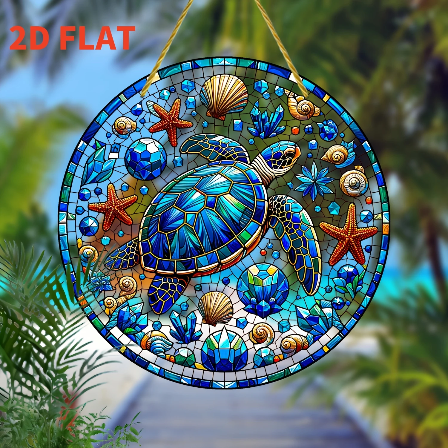 2D Flat, 1pc Round Clear Acrylic Hanging Suncatcher Sign - 8