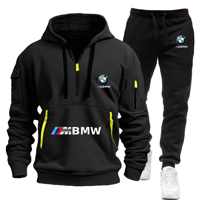 2025 BMW Men's Hoodies + Trousers Autumn Sports Suits Casual Sweatshirts Suit Sportswear Men's Casual Sports Jacket Jogging Suit