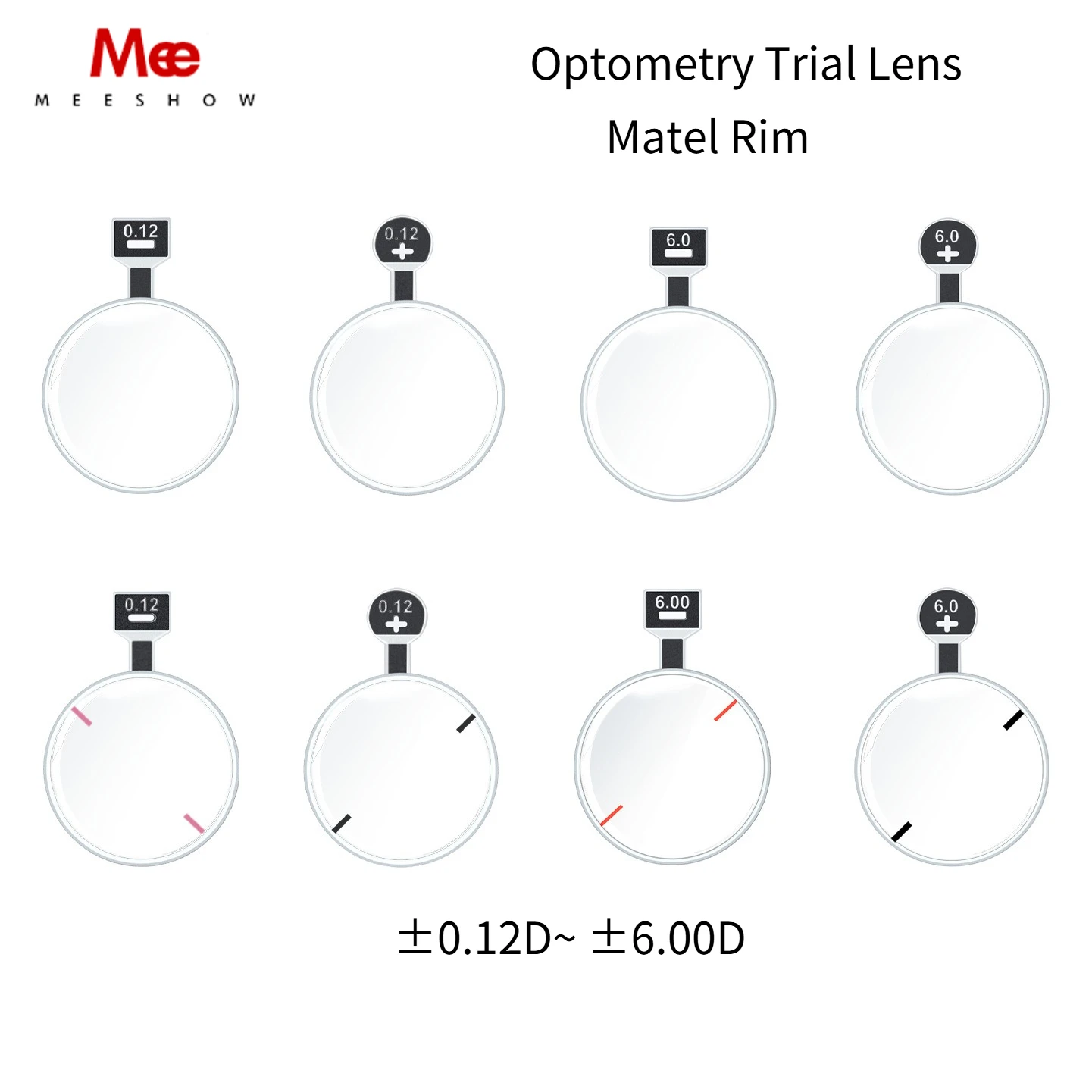 Professinal 1pc Optical Trial Ophthalmic Lens Spherical Trial Lens Set Metal RimsLenses DIA 38mm ±0.12D ±6.00D