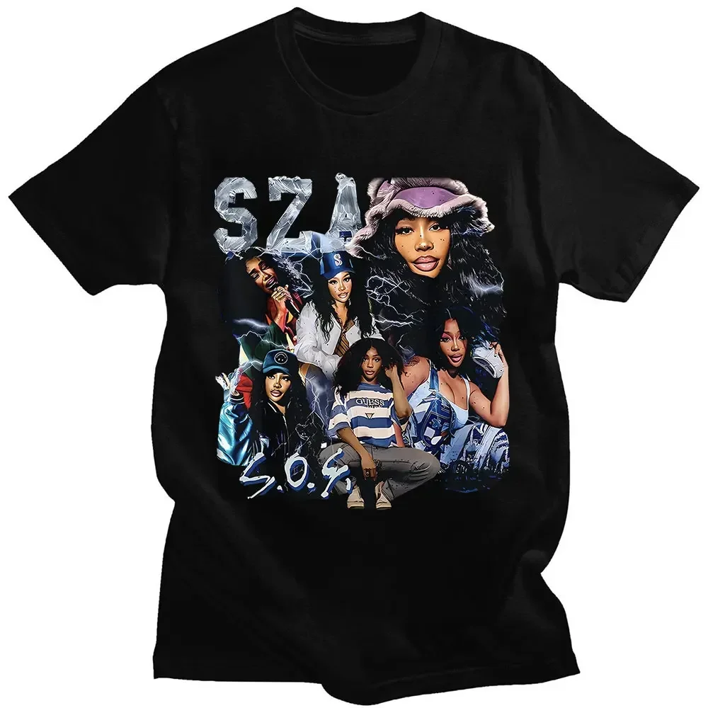 Rapper SZA CTRL X SOS Album Print T Shirt Women Vintage Punk Hip Hop Harajuku Girl's TShirt Fashion Casual T-Shirt Female Top