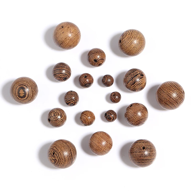 6 8 10 12 15mm Natural Stripe Wooden Beads Brown Loose Spacer Round Wood Beads For Charm Bracelet Necklace DIY Jewelry Making