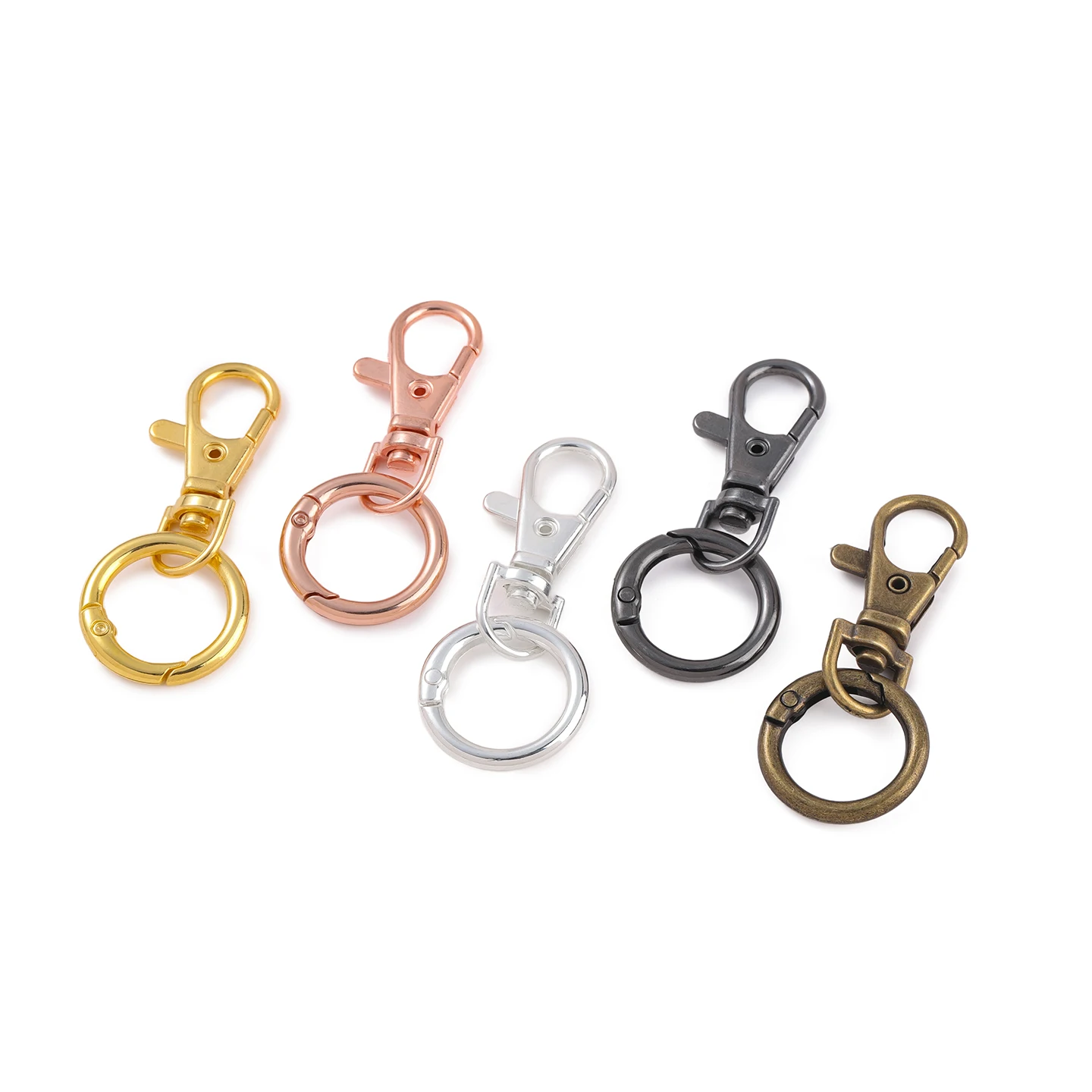 5 Stück Metall-Schlüsselanhänger mit Drehverschluss, O-Ring und Karabinerhaken für DIY-Schlüsselanhänger und Taschenzubehör