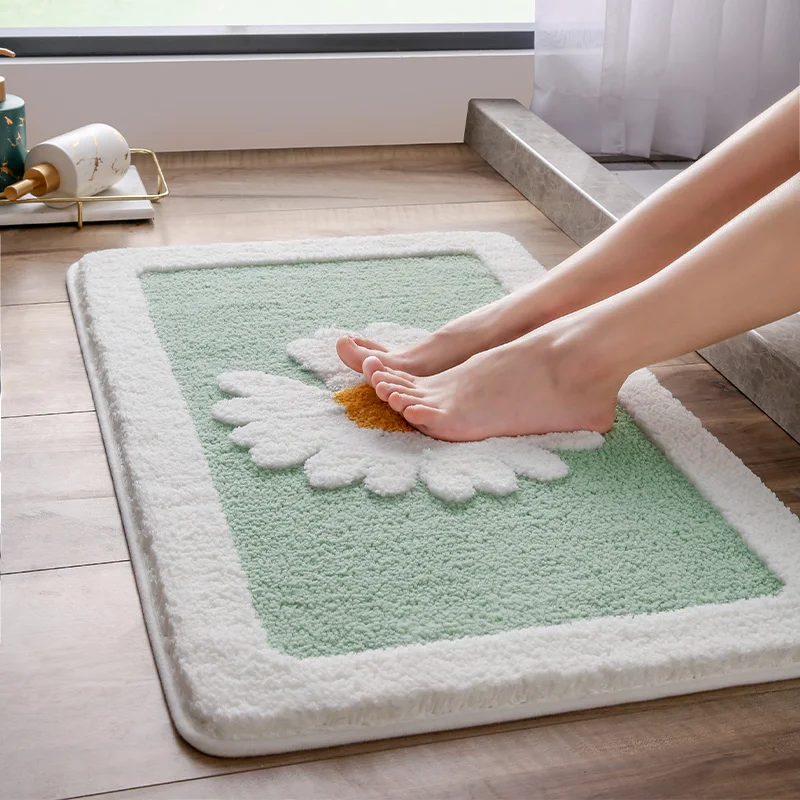 Plush Warm Thick Bathroom Carpet Bathtub Hallway  Kids Room Fluffy Pad Flower Embossed Absorb Water Do Not Fade Rug Decoration