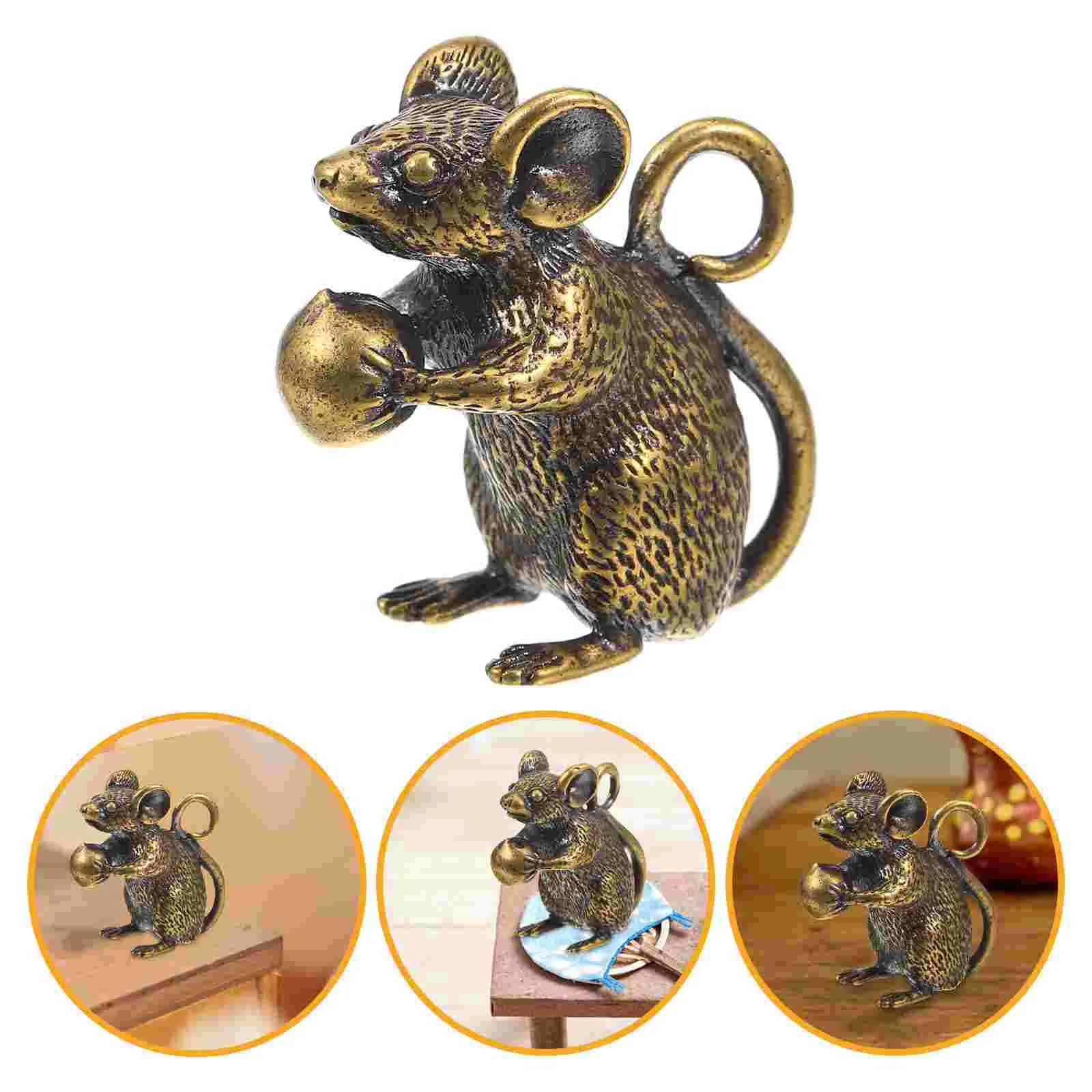 Office Decoration Copper Mouse Findings Mini Decorations Zodiac Pendant Bag Ornament