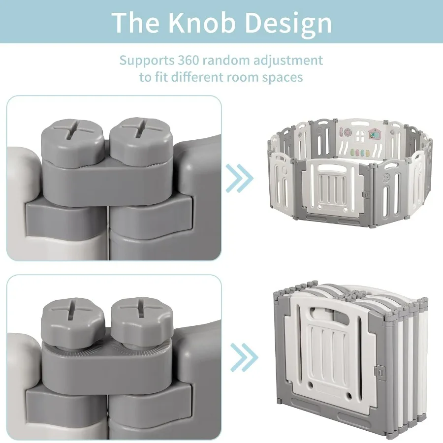 Baby Playpen Activity Centre Safety Play Yard Home Indoor Outdoor New Pen 14panels White Grey