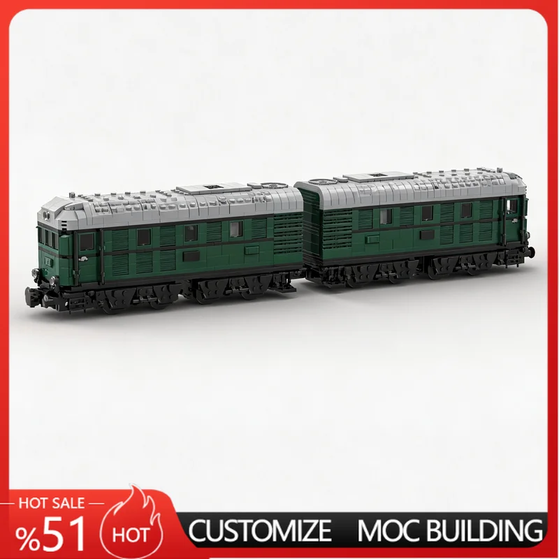 1423PCS Dual Section Eight-Wheel Green Diesel Locomotive Power Function Train Model DIY Building Blocks Educational Holiday Gift