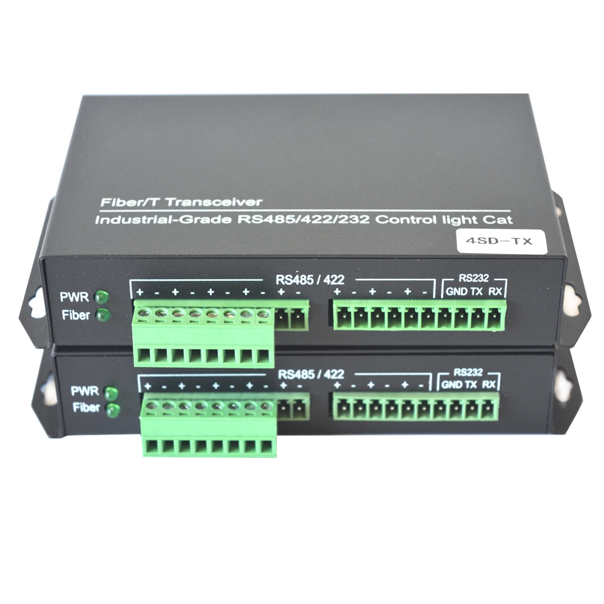 BIDI 2 channels RS-422 data over Fiber media Converters, 4 ports RS485, SC singlemode fiber 20Km, transmitter and receiver Kit