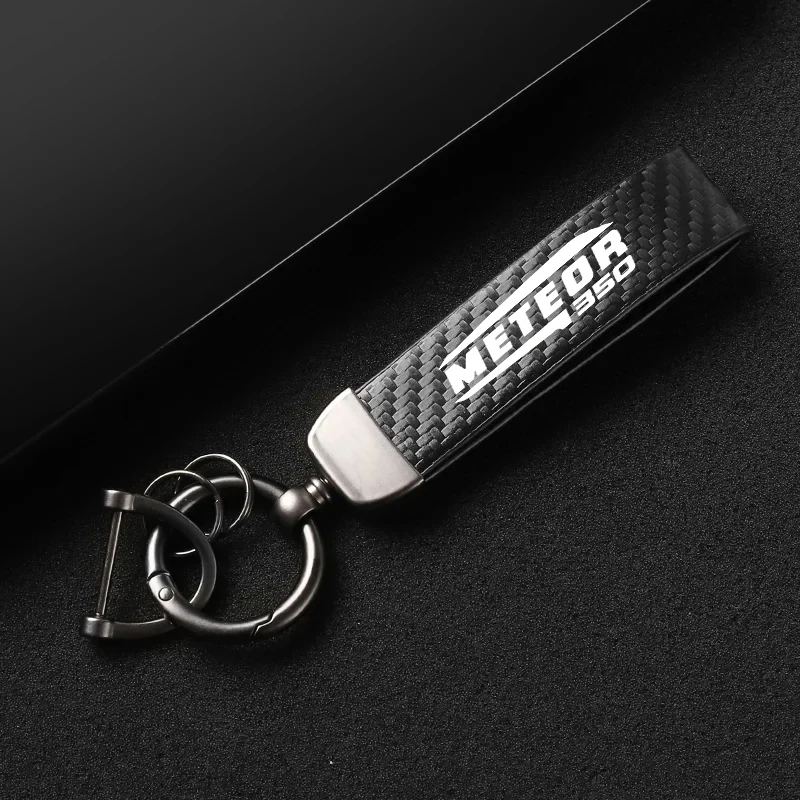 Motorcycle Key Chains KeyChain Leather Carbon Fiber for Royal Enfield Meteor 350 Royal Enfield Meteor350 500 Accessories