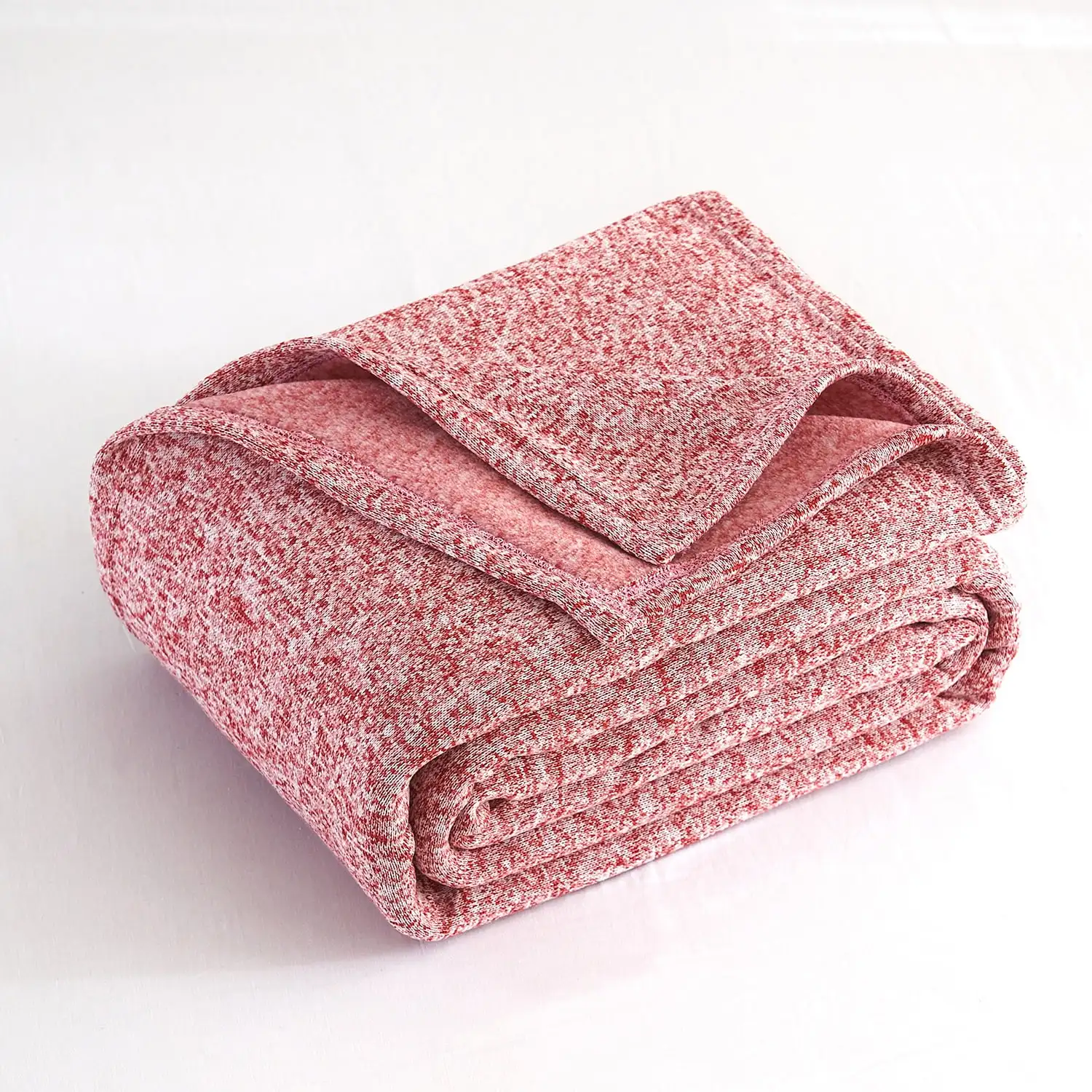 

Вязаное одеяло королевского размера с легким пушистым трикотажным одеялом размера Shams, 90X108, красный