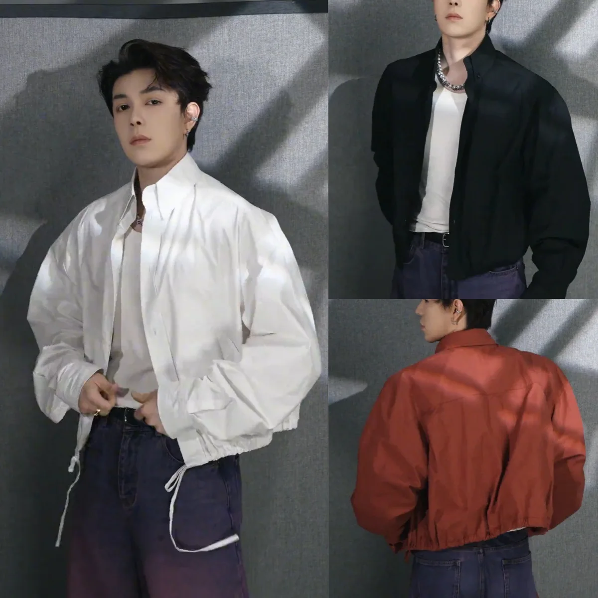 

White Loose Men's Shirt Jacket Early Autumn Fashion Short Sleeve Home High-End Feeling Casual Loose Trendy