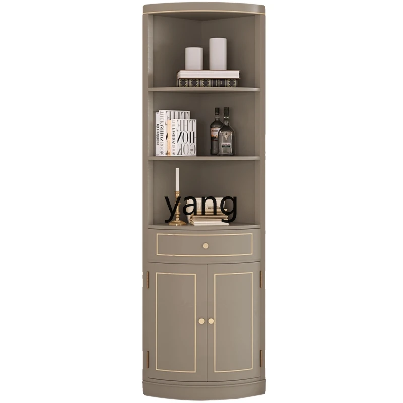 

LTT solid wood corner cabinet triangular dining side curved tea cabinet light luxury storage corner cabinet