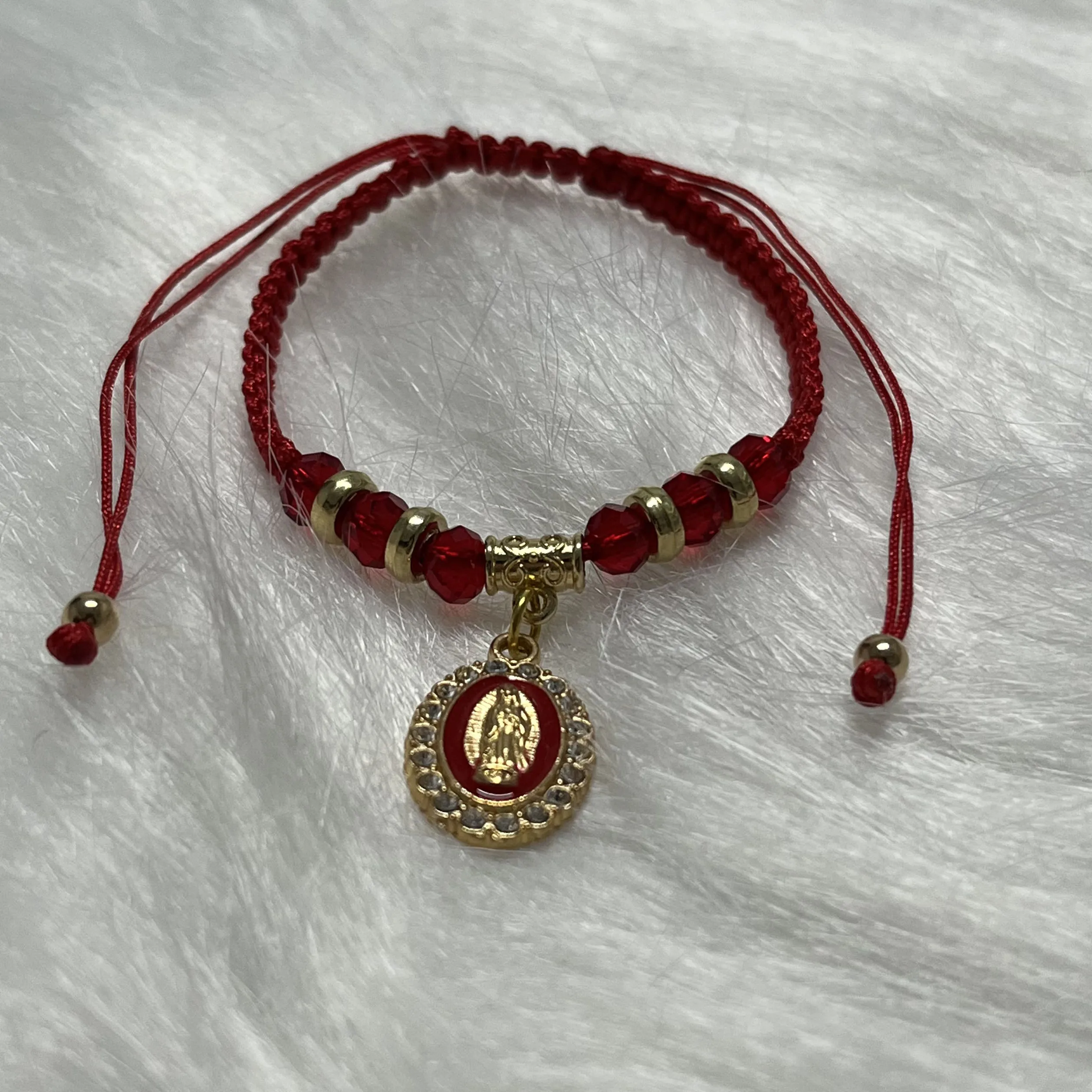 12 pcs our Lady of Guadalupe Virgin Knotted Adjustable Women\'s Bracelet Religious Available in a variety of colors tochoose from