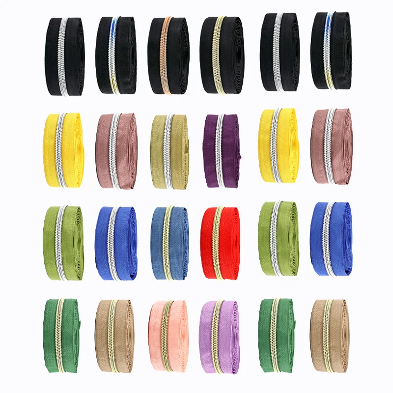 

2/5/10/20Meters 5# Nylon Zippers Tape By The Meter for Clothes Sewing Zipper Continuous Coil Plastic Zip Roll Decoration Zips