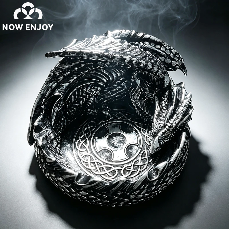 NOWENJOY 1PC European Dragon Ashtray Ash Tray Creative Cigarette Smoking Accessories Outdoor Ash Plate Home Office Desktop Decor