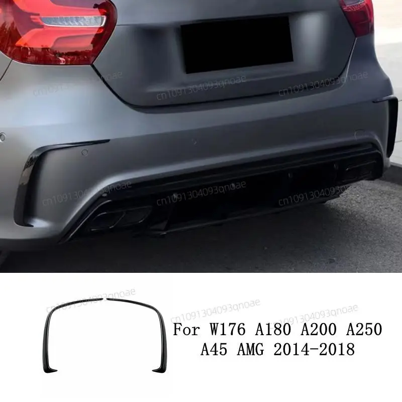 

For Mercedes Benz A Class W176 A200 A250 AMG 2013-2018 2PCS Glossy Black Car Rear Bumper Canard Side Splitter Vent Spoiler