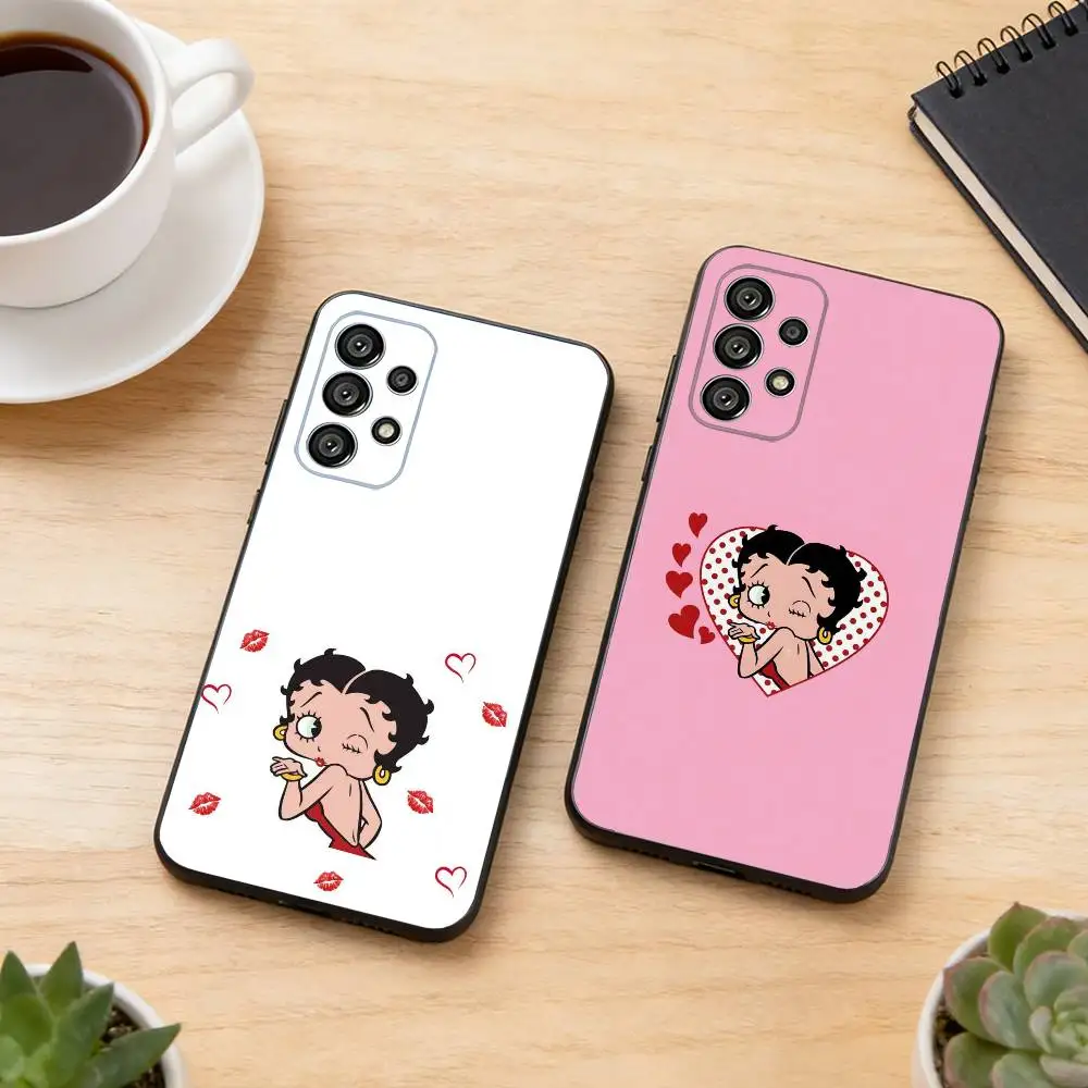 Retro Cartoon B-Betty B-Boop Phone Case For Samsung S25,S24,S21,S22,S23,S30,Ultra,S20,Plus,Fe,Soft Silicone Black Cover