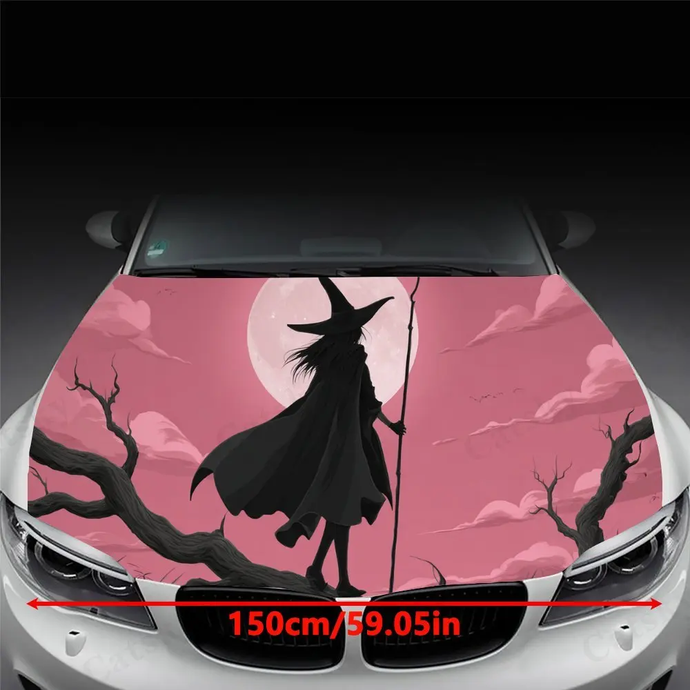 月光魔女車のボンネットステッカー、防水自己粘着、傷つきにくい、貼りやすい、耐久性のある車のPVCステッカー、車の装飾
