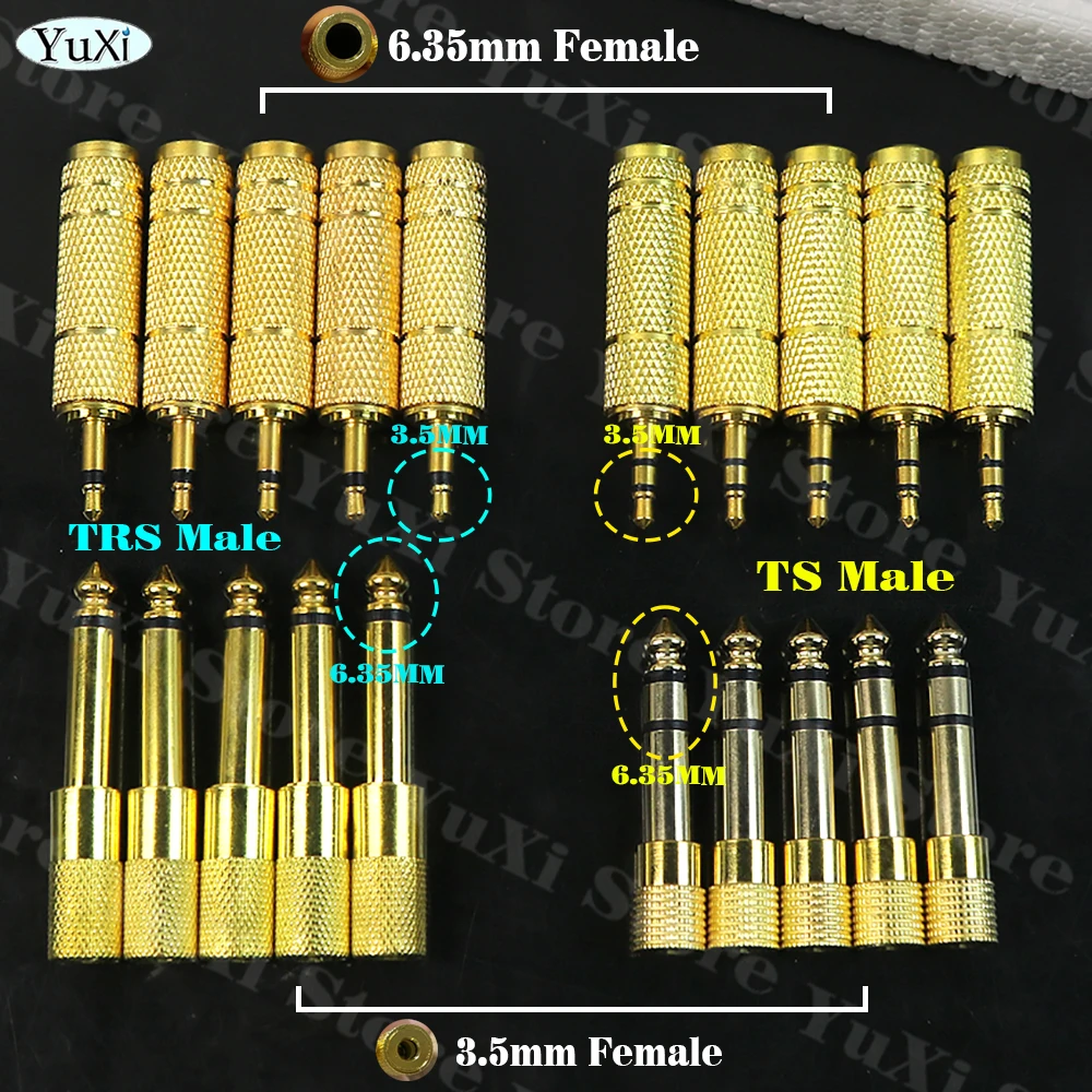 

6.35mm Male to 3.5mm Female Mono Jack Plug Single Audio Cable Adapter Microphone Earphone Amplifier AUX Converter 6.5MM TRS Plug
