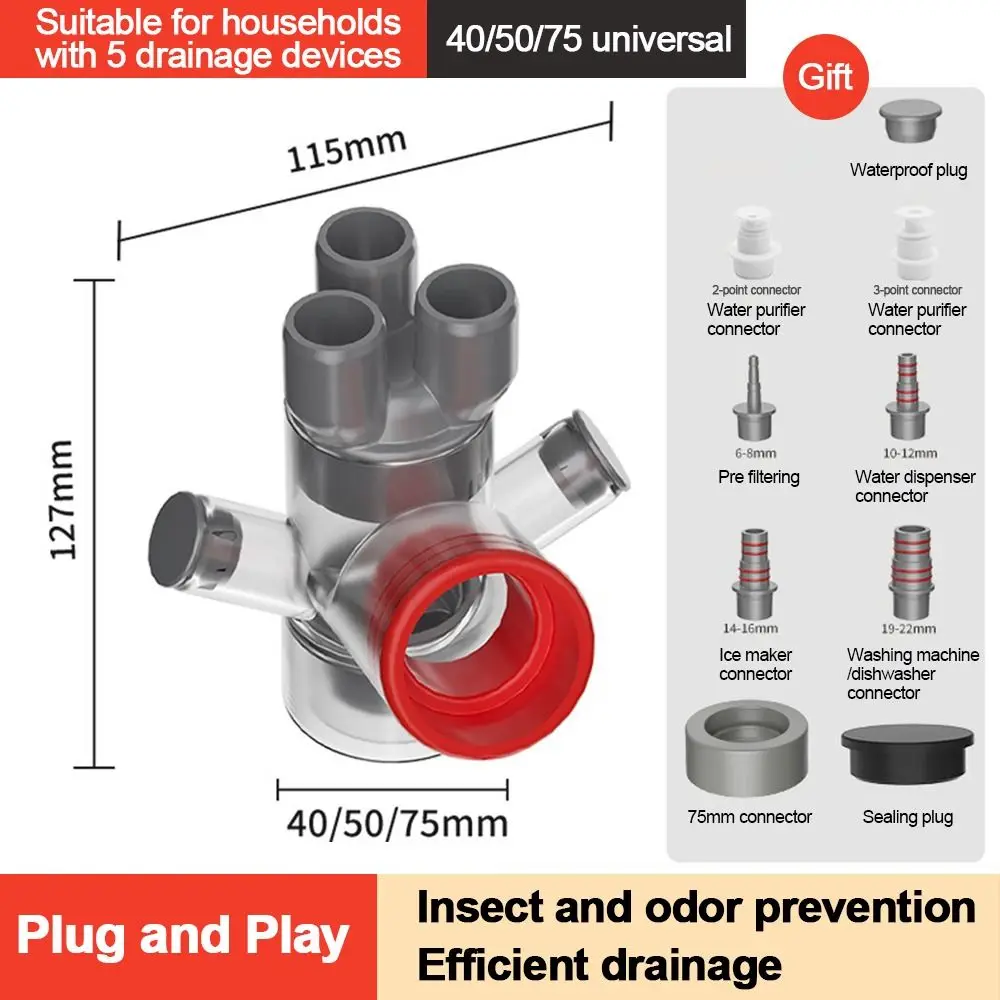 

Anti Odor Washing Machine Drain Sealing Plug Sealing Ring Leak Proof Sink Sewer Hose Connector Multifunctional Floor Drain Plug