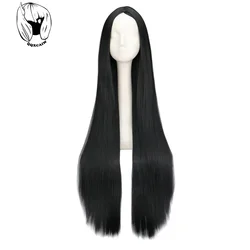 Synthetic Black Wig 100CM/40 Inches Long Wigs Heat Resistant Halloween Carnival Costume Cosplay Straight Hair