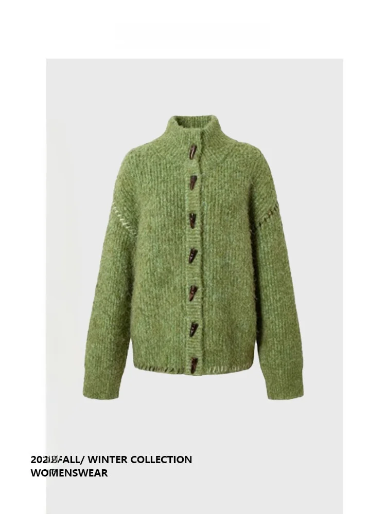 

Forever 2 Cisas een Contrast Color Hand Embroidery Thiened Lazy ape Sweater Coat Women's Autumn New Sle Long Sve