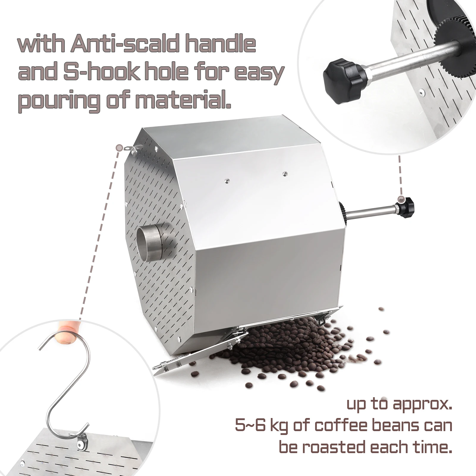 HD-14 Electric Coffee Beans Roasting Baking Machine 14L Capacity Fuel Gas Direct Fire Nuts Grain Soybean Beans Roaster