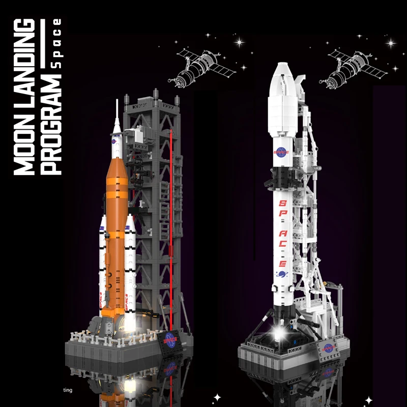 เทคโนโลยีสร้างสรรค์ Space Launch System Rocket Building Blocks ชุดประกอบอิฐโปรแกรม Space Rocket ของเล่นของขวัญเด็ก