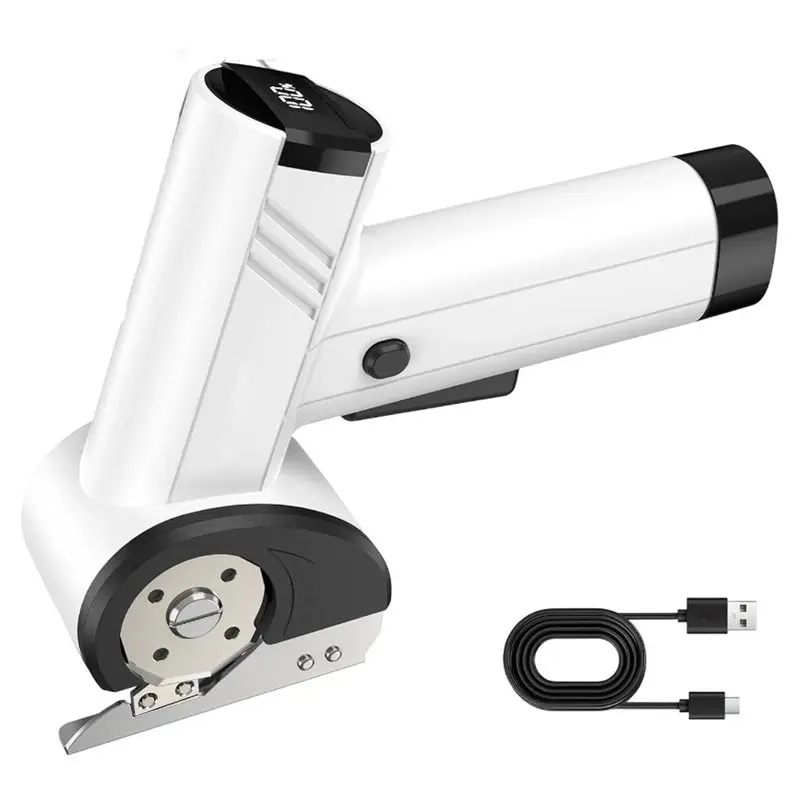 A27F-LED Display Cordless Electric Scissors, 4-Speed 4.2V Electric Cardboard Cutter For Leather Carpet Mat Cutting